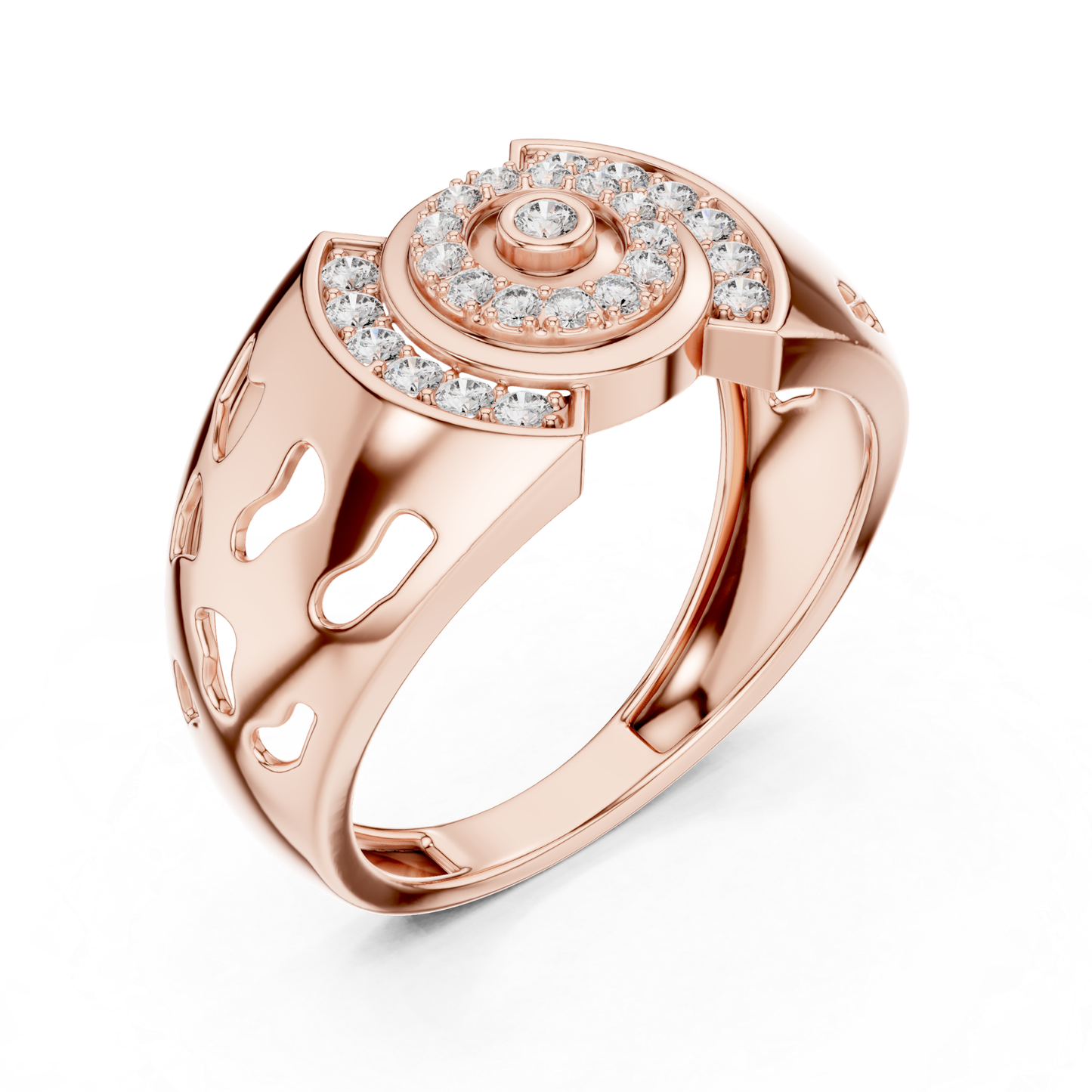 Rose gold round diamond fashion ring angle view
Round diamond rose gold designer ring style
Rose gold openwork round diamond ring design
Modern rose gold diamond fashion band ring
Rose gold circular diamond luxury ring style
Wide rose gold round diamond designer ring
Rose gold bold round diamond fashion ring
Round diamond rose gold open gallery ring
Rose gold luxury round diamond statement ring
Rose gold modern diamond wide band ring