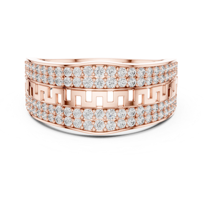 Rose gold round diamond Greek pattern band ring
Modern rose gold pave diamond wide band ring
Rose gold geometric pattern diamond ring
Round diamond rose gold statement band ring
Rose gold textured diamond fashion ring
Contemporary rose gold wide diamond band
Rose gold layered pave diamond ring design
Elegant rose gold geometric diamond band
Rose gold round diamond luxury band ring
Rose gold patterned wide diamond ring
