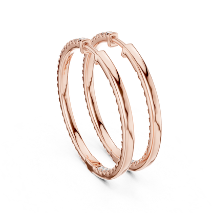 Rose gold diamond hoop earrings angled back view
Elegant rose gold hoop earrings with diamond accents
Classic rose gold hoops with round diamonds
Minimal rose gold diamond hoop earrings design
Fine jewelry rose gold hoop earrings for women
Luxury rose gold hoops with diamond detailing
Sleek rose gold hoop earrings with diamonds
Everyday rose gold diamond hoop earrings style
Modern rose gold hoop earrings with diamond row
Stylish rose gold hoop earrings with round diamond accents