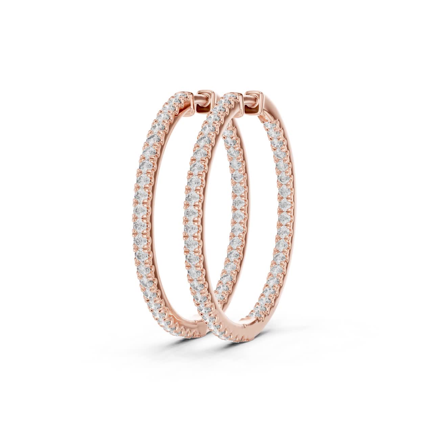Side view of rose gold round diamond hoop earrings
Round diamond hoop earrings side profile in rose gold
Rose gold hoop earrings with round diamonds side view
Side angle round diamond hoop earrings in rose gold
Prong set round diamond hoop earrings side view
Rose gold round diamond hoops side perspective
Slim hoop earrings with round diamonds side view
Double row round diamond hoop earrings side angle
Fine rose gold diamond hoop earrings side profile
Round cut diamond hoop earrings side view design