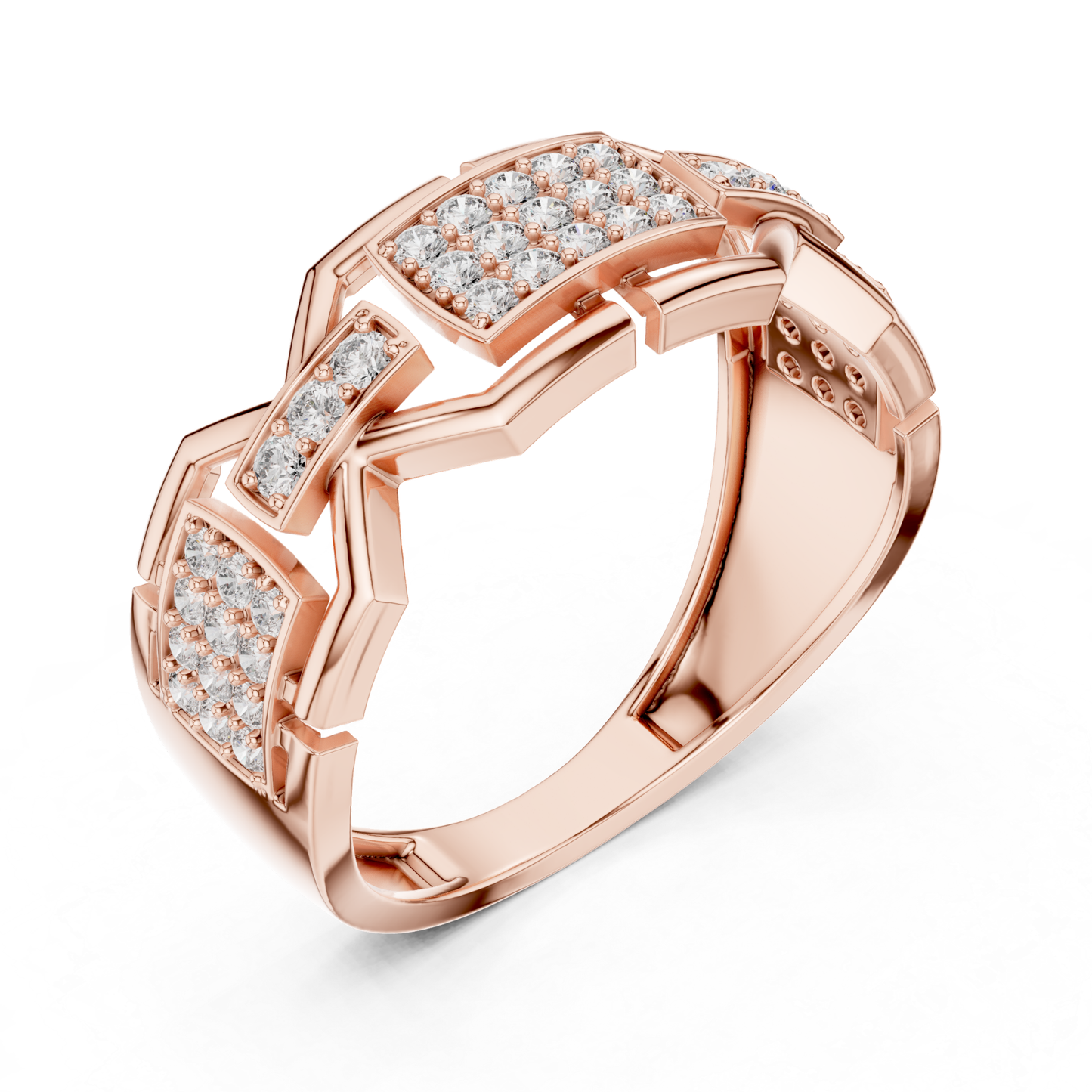 Rose gold geometric cluster diamond ring design
Modern rose gold abstract diamond fashion ring
Rose gold layered geometric diamond band style
Contemporary rose gold statement diamond ring
Rose gold angular cluster diamond band ring
Luxury rose gold geometric pave diamond ring
Rose gold modern architectural diamond design
Bold rose gold geometric fashion band ring
Elegant rose gold cluster diamond statement ring
Rose gold open geometric diamond ring style