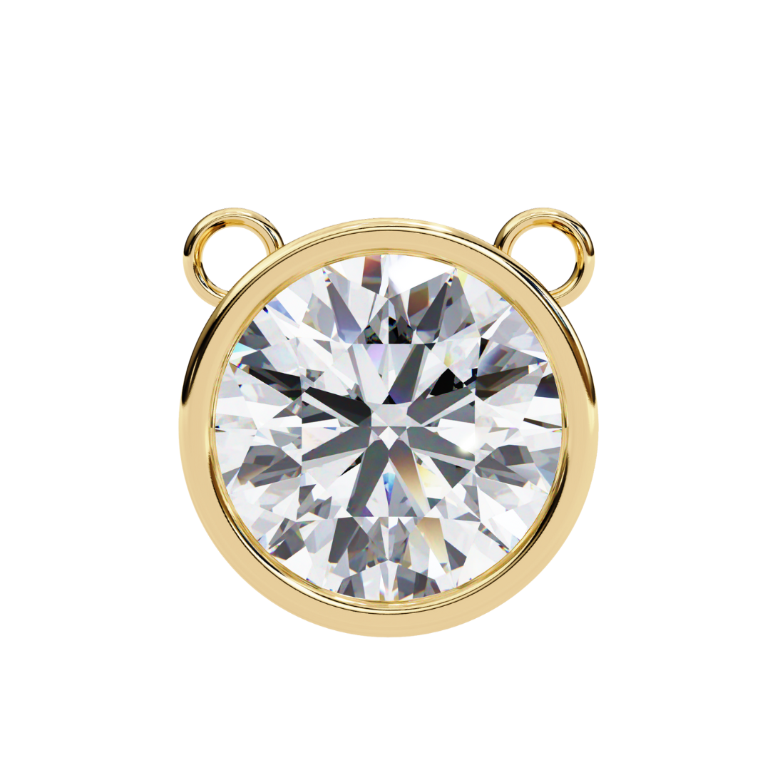 Round diamond bezel pendant in yellow gold