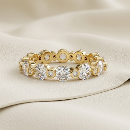 Yellow gold round bezel diamond band
Luxury bezel set round diamond band in yellow gold
Elegant round brilliant diamond band with bezel settings
Fine jewelry round bezel diamond band close up
Sparkling yellow gold diamond band with bezel set diamonds
Premium round bezel diamond band for women
Designer yellow gold bezel set diamond band
Modern round diamond band with alternating bezel settings
Timeless yellow gold round bezel diamond band
Classic bezel set round diamond band with brilliant diamonds
