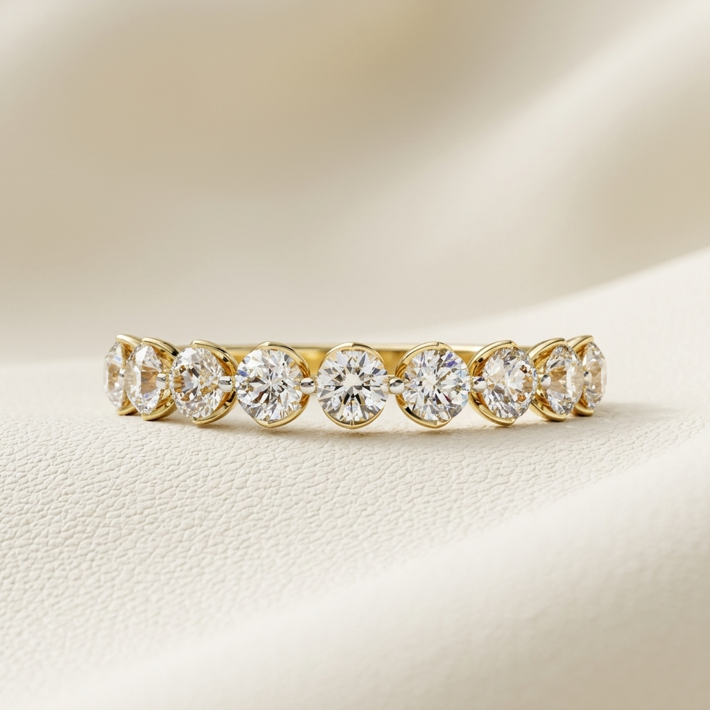 Yellow gold round bezel diamond eternity band
Luxury bezel set round diamond eternity band in yellow gold
Elegant full eternity band with round brilliant diamonds
Fine jewelry round bezel diamond band close up
Sparkling yellow gold eternity band with bezel set diamonds
Premium round diamond eternity band for women
Designer bezel set diamond eternity band in yellow gold
Modern full diamond eternity band with round brilliant stones
Timeless yellow gold bezel diamond eternity band
Classic round bezel set diamo