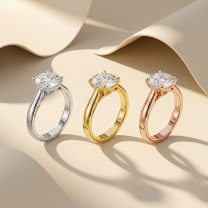 Round solitaire diamonds in three gold tones.
Round brilliant solitaire collection.
White, yellow, and rose gold solitaires.
Three-tone round solitaire diamonds.
Classic round solitaire designs.
Luxury round brilliant solitaires.
Round diamonds in three finishes.
Elegant round solitaire trio.
Timeless round diamond solitaires.
Round brilliant diamonds in gold tones.