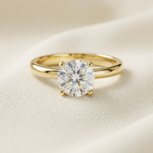 1.00 Carat Round Cut Classic Solitaire Lab Grown Diamond Engagement Ring in yellow gold