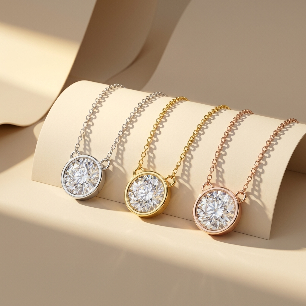 Round Diamond Bezel Pendant Necklace Gold Design
Three Gold Color Diamond Pendant Necklace Style
Round Brilliant Diamond Necklace Bezel Setting
Diamond Circle Pendant Necklace Collection Design
Round Diamond Pendant Necklace Yellow White Rose Gold
Minimal Diamond Bezel Necklace Modern Style
Round Center Diamond Pendant Necklace Design
Gold Border Diamond Pendant Necklace Collection
Classic Round Diamond Necklace Three Colors
Round Diamond Circle Necklace Simple Setting
