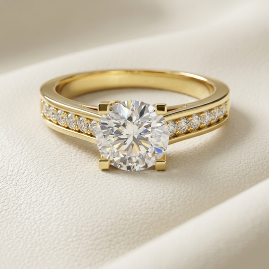 Round diamond gold ring
Pavé diamond gold ring
Yellow gold engagement ring
Solitaire diamond ring
Gold ring with diamonds
Classic diamond ring
Elegant gold solitaire
Diamond pavé band ring
Luxury gold diamond ring
Round solitaire gold ring