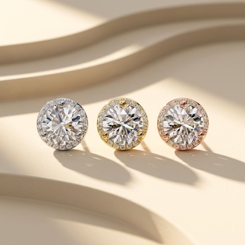 Round Diamond Pave Halo Stud Earrings Gold
Three Tone Diamond Halo Stud Earrings Design
Round Brilliant Diamond Pave Earrings Collection
Diamond Halo Stud Earrings Yellow White Rose Gold
Round Diamond Stud Earrings Pave Border Style
Classic Round Diamond Halo Earrings Design
Round Pave Diamond Stud Earrings Gold Setting
Diamond Halo Earrings Three Gold Color Options
Round Diamond Earrings with Pave Halo Setting
Elegant Round Diamond Stud Earrings Collection