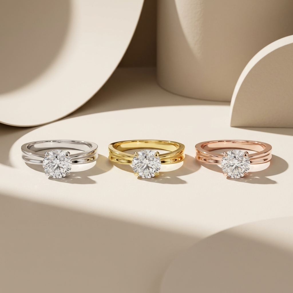 Three tone solitaire rings
Round diamond ring set
White gold diamond ring
Yellow gold diamond ring
Rose gold diamond ring
Solitaire engagement rings
Three metal ring set
Round cut diamond rings
Gold and silver rings
Classic solitaire ring collection