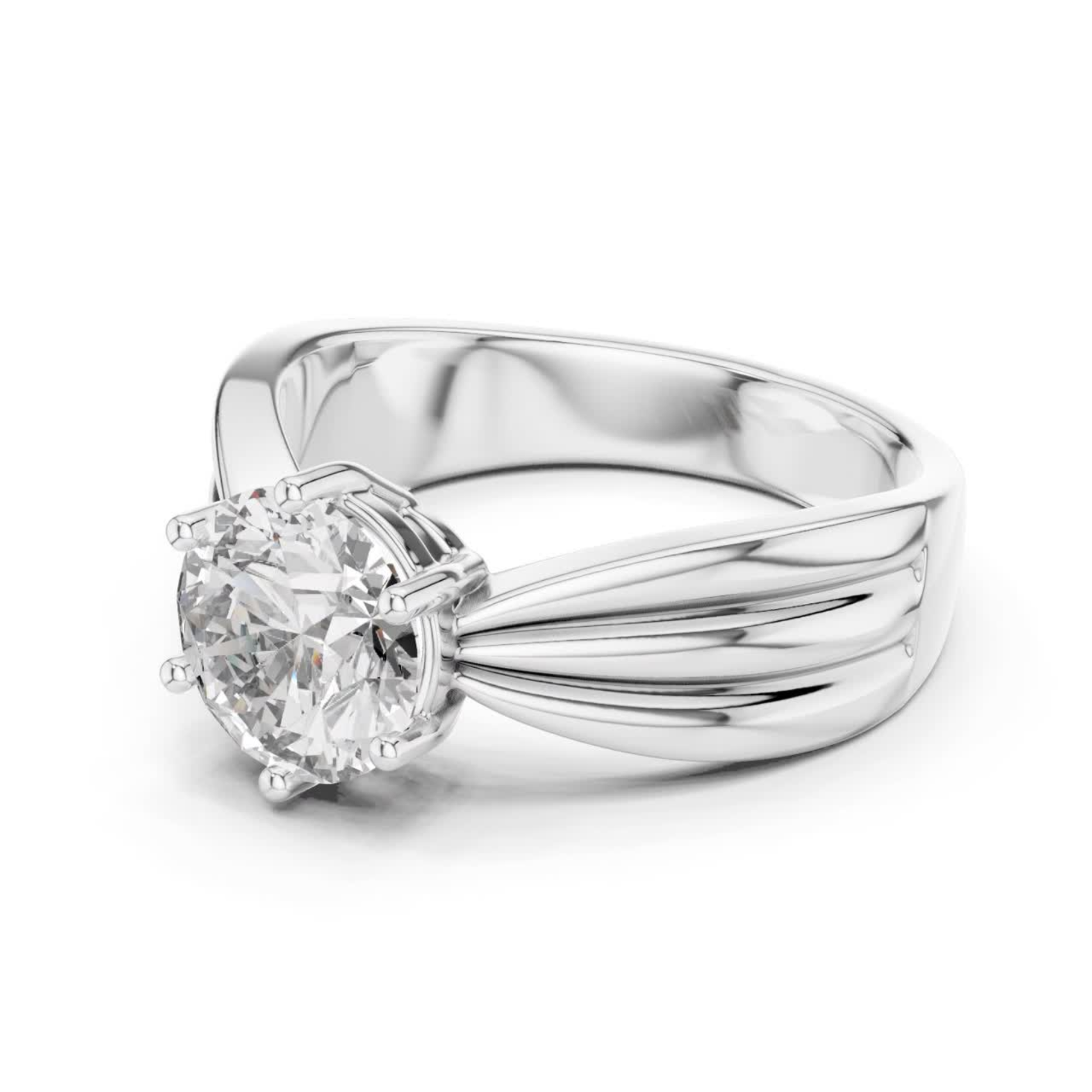 Round diamond split shank solitaire ring side angle view
White gold round diamond solitaire ring
Side angle view of round diamond engagement ring
White gold six prong diamond ring
Round brilliant diamond split shank ring
Polished white gold solitaire ring
Lab grown round diamond white gold ring
Classic round diamond engagement ring
Tapered split shank diamond ring
Round solitaire diamond ring in white gold