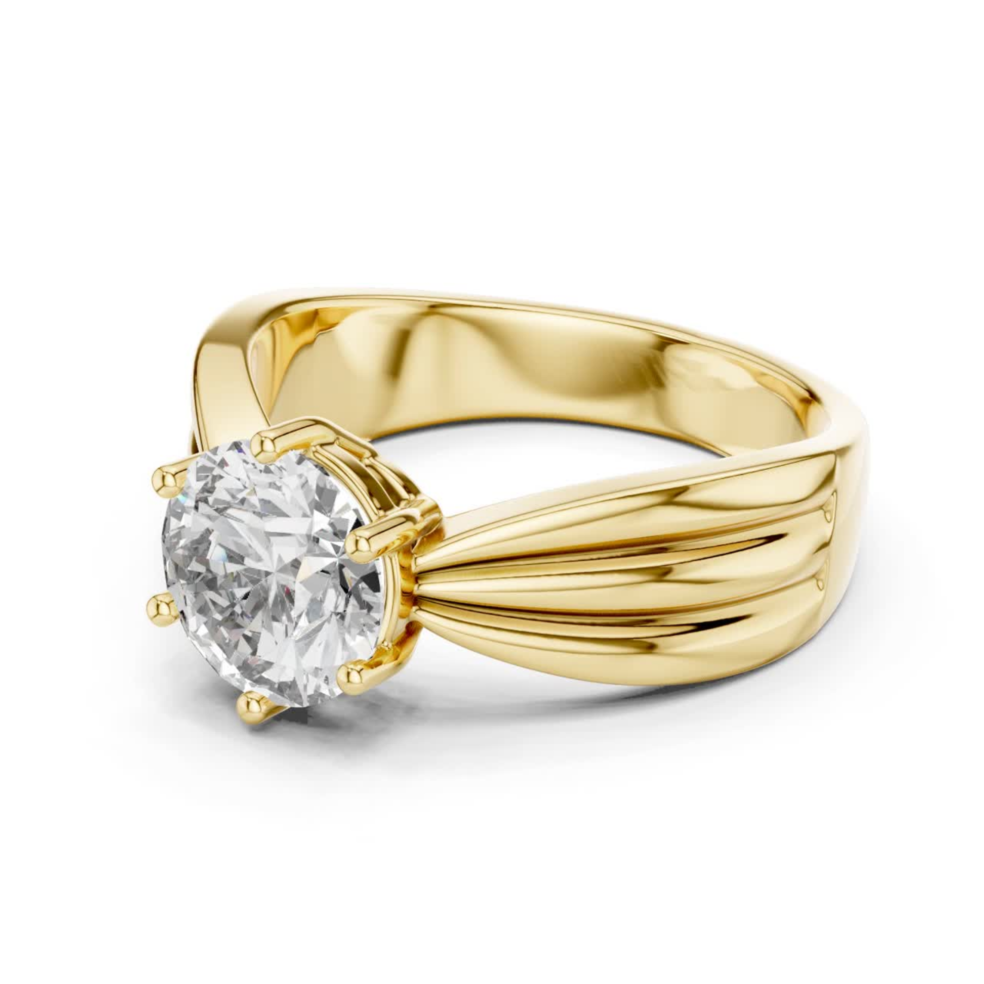Round diamond split shank solitaire ring side angle view
Yellow gold round diamond solitaire ring
Side angle view of round diamond engagement ring
Yellow gold six prong diamond ring
Round brilliant diamond split shank ring
Polished yellow gold solitaire ring
Lab grown round diamond gold ring
Classic round diamond engagement ring
Tapered split shank diamond ring
Round solitaire diamond ring in yellow gold