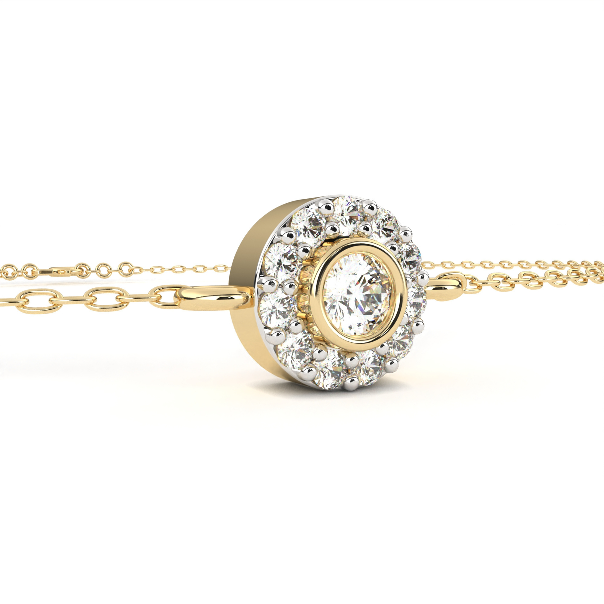 Round Halo Diamond Bracelet Side Angle Yellow Gold
Yellow Gold Halo Diamond Chain Bracelet Side View
Round Halo Diamond Link Bracelet Side Angle Gold
Pavé Halo Diamond Bracelet Angled Side Profile
Fine Chain Halo Diamond Bracelet Side Angle Gold
Delicate Round Halo Bracelet With Side Detail
Bezel Set Halo Diamond Bracelet Side Angle Gold
Round Diamond Halo Bracelet Side Profile View
Minimal Halo Diamond Bracelet Angled Side Gold
Elegant Halo Diamond Bracelet Side Angle Gold
