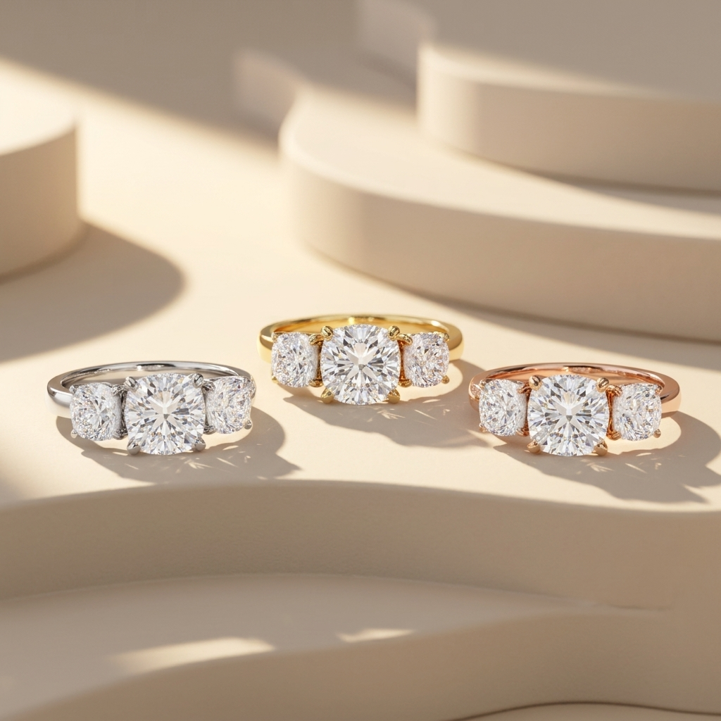 Round lab grown diamond three stone ring collection
Three stone diamond rings in white, yellow and rose gold
Round lab grown diamond engagement ring collection
Luxury three stone diamond bridal rings
Classic round cut lab grown diamond rings
Three stone diamond rings in three gold colors
Round diamond trilogy ring collection
Elegant lab grown diamond engagement rings
Premium three stone diamond ring collection
Round diamond solitaire style three stone rings
