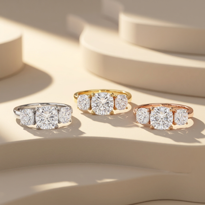 Round lab grown diamond three stone ring collection
Three stone diamond rings in white, yellow and rose gold
Round lab grown diamond engagement ring collection
Luxury three stone diamond bridal rings
Classic round cut lab grown diamond rings
Three stone diamond rings in three gold colors
Round diamond trilogy ring collection
Elegant lab grown diamond engagement rings
Premium three stone diamond ring collection
Round diamond solitaire style three stone rings
