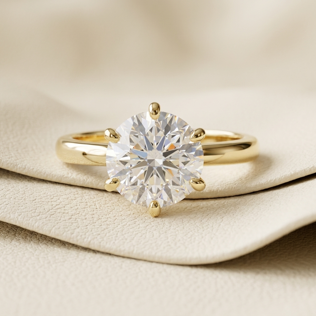 Round solitaire diamond ring in yellow gold.
Yellow gold round diamond ring.
Round diamond engagement ring.
Round solitaire gold ring.
Classic round diamond ring.
Elegant round solitaire ring.
Six-prong diamond ring.
Round cut gold diamond ring.
Luxury round solitaire ring.
Gold round diamond ring.
