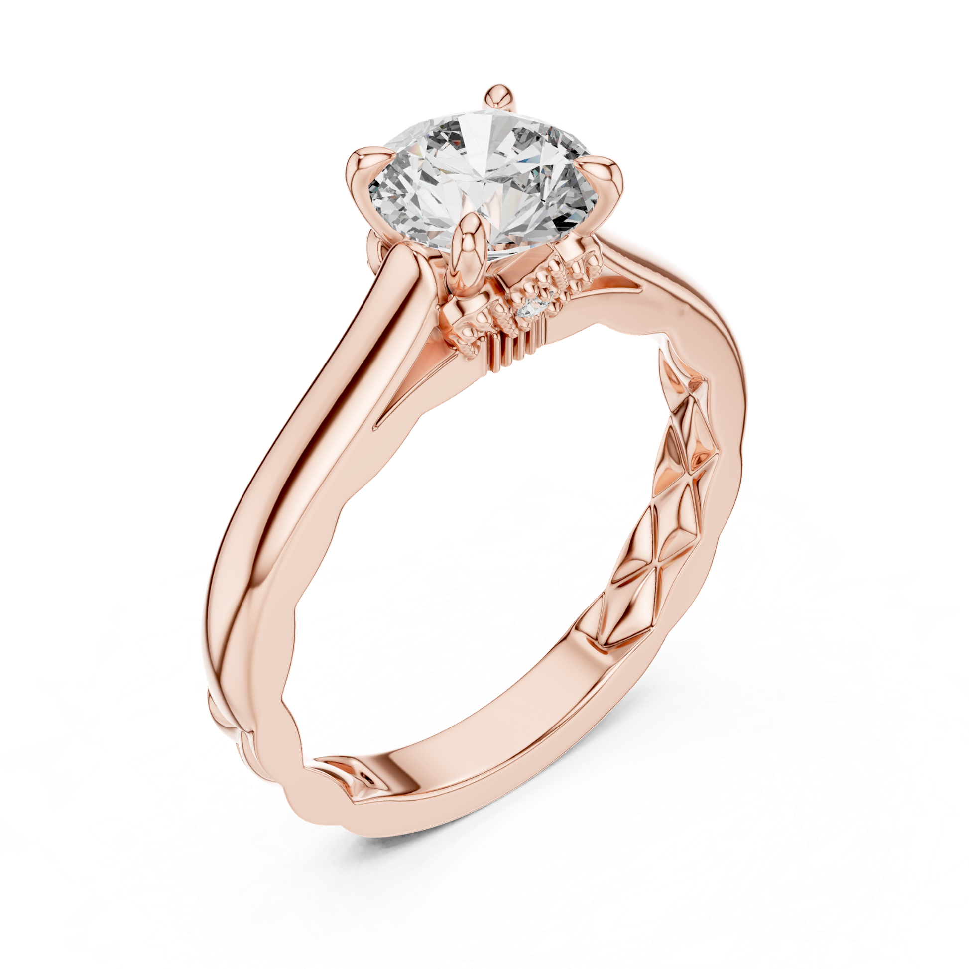 Perspective view round solitaire diamond engagement ring
Rose gold round solitaire diamond ring
Four prong round brilliant diamond ring
Perspective round solitaire diamond engagement ring
Rose gold round diamond ring perspective profile
Round brilliant diamond ring with plain band
Minimalist round solitaire diamond ring design
Polished rose gold round diamond ring
Perspective round cut diamond ring with four prongs
Classic rose gold solitaire diamond ring