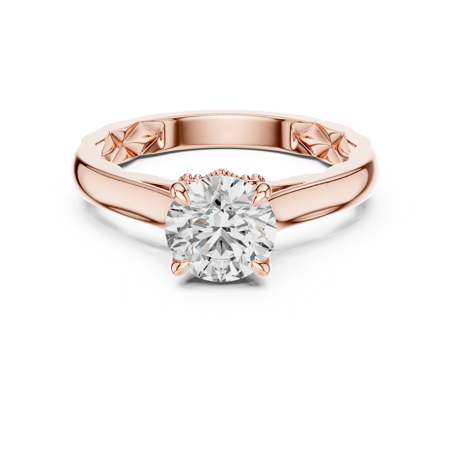 Front view round solitaire diamond engagement ring
Rose gold round solitaire diamond ring
Four prong round brilliant diamond ring
Classic round solitaire diamond engagement ring
Rose gold round diamond ring front profile
Round brilliant diamond ring with plain band
Minimalist round solitaire diamond ring design
Polished rose gold round diamond ring
Round cut diamond ring with four prong setting
Classic rose gold solitaire diamond ring