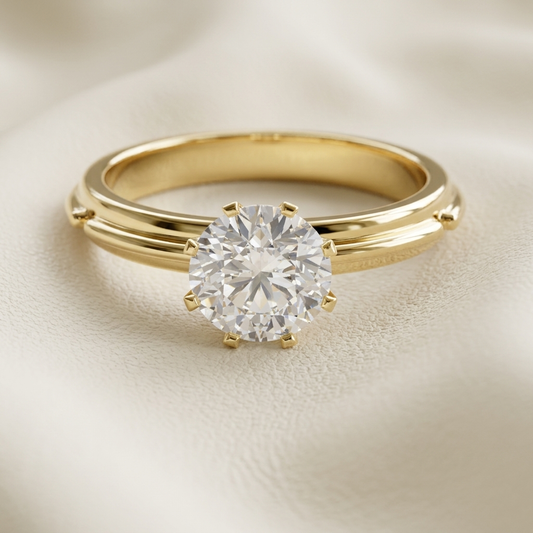 Double band solitaire ring
Round diamond gold ring
Yellow gold engagement ring
Round solitaire gold ring
Split band diamond ring
Modern gold diamond ring
Elegant solitaire ring
Luxury engagement ring
Gold diamond ring
Double band diamond ring