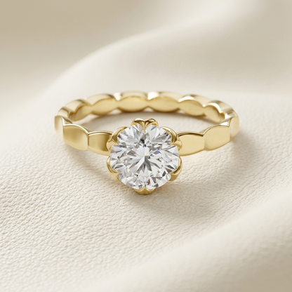 Floral solitaire diamond ring
Round diamond gold ring
Yellow gold engagement ring
Flower diamond gold ring
Floral prong solitaire ring
Gold flower band ring
Elegant diamond ring
Luxury solitaire ring
Round floral diamond ring
Gold floral engagement ring