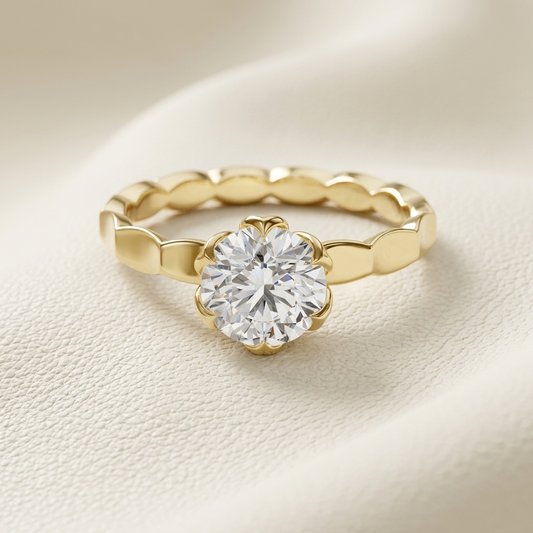 Floral solitaire diamond ring
Round diamond gold ring
Yellow gold engagement ring
Flower diamond gold ring
Floral prong solitaire ring
Gold flower band ring
Elegant diamond ring
Luxury solitaire ring
Round floral diamond ring
Gold floral engagement ring