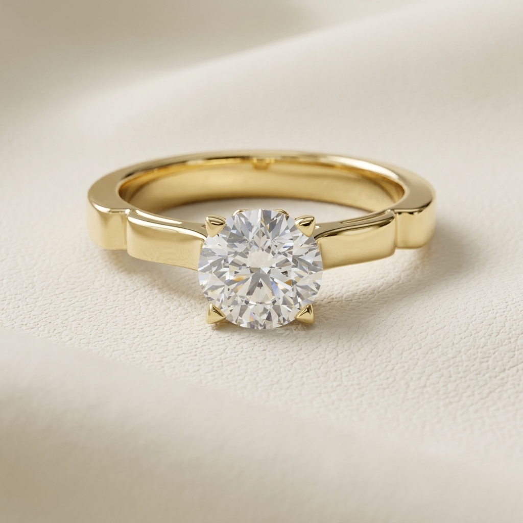 Split shoulder diamond ring
Round solitaire gold ring
Yellow gold engagement ring
Modern diamond gold ring
Round diamond solitaire ring
Geometric gold ring
Elegant solitaire ring
Luxury diamond ring
Gold engagement ring
Contemporary solitaire ring