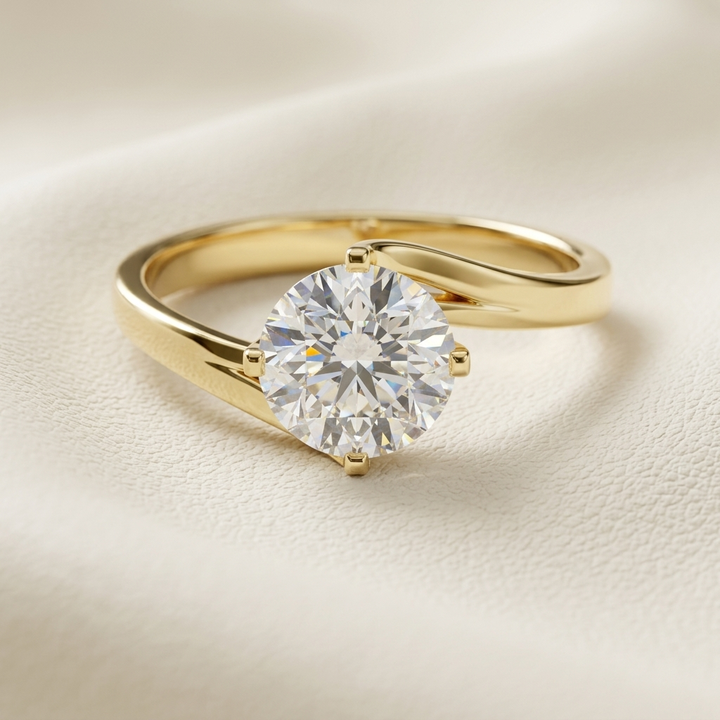 Round solitaire twist ring
Yellow gold twist ring
Round diamond gold ring
Twist engagement ring
Gold solitaire diamond ring
Modern twist band ring
Elegant gold diamond ring
Luxury solitaire ring
Round diamond engagement ring
Twisted gold diamond ring
