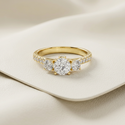 Three stone diamond ring
Round diamond gold ring
Yellow gold diamond ring
Gold engagement ring
Three diamond gold ring
Classic diamond ring
Gold solitaire ring
Elegant diamond ring
Luxury gold ring
Diamond three stone ring