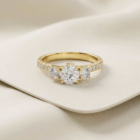 Three stone diamond ring
Round diamond gold ring
Yellow gold diamond ring
Gold engagement ring
Three diamond gold ring
Classic diamond ring
Gold solitaire ring
Elegant diamond ring
Luxury gold ring
Diamond three stone ring
