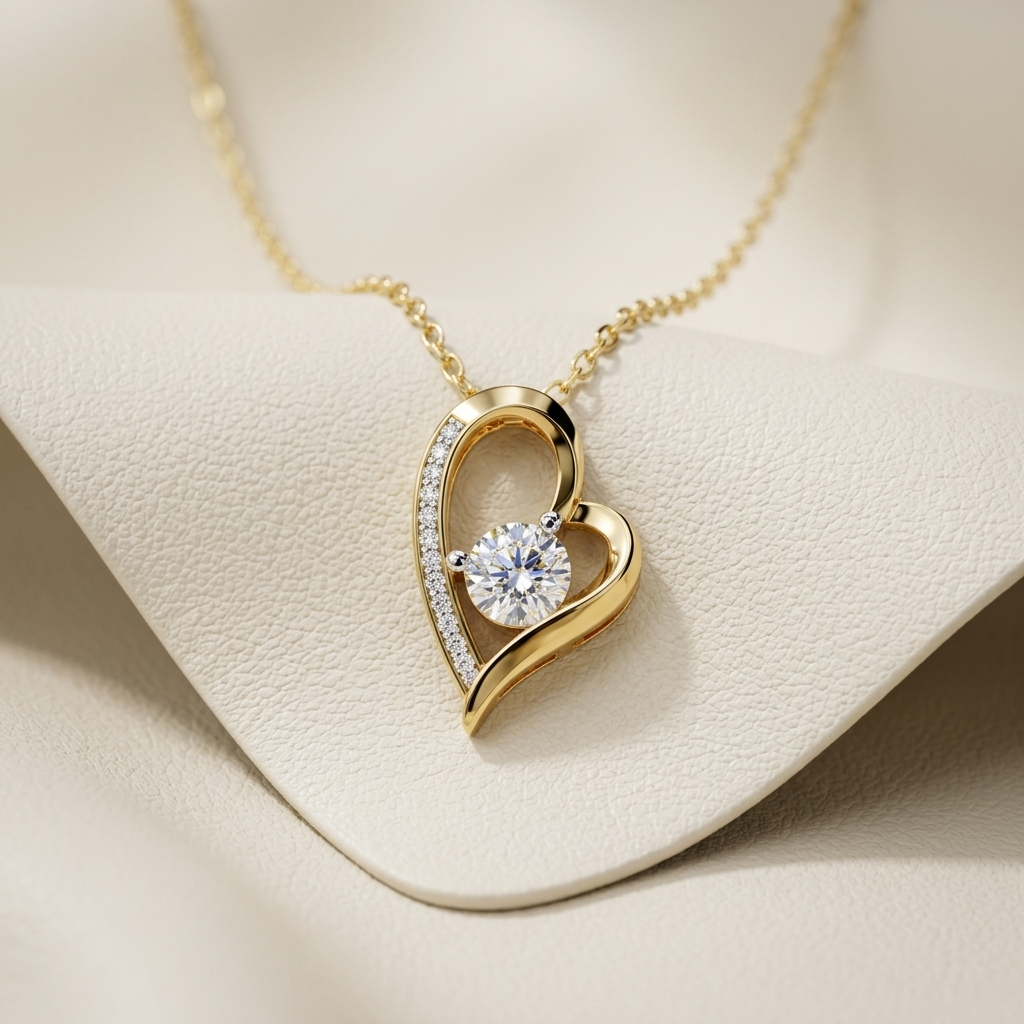 Yellow gold solitaire heart diamond pendant necklace
Elegant heart pendant with round solitaire diamond
Luxury yellow gold heart necklace with brilliant diamond
Fine jewelry heart shaped solitaire diamond pendant
Contemporary heart pendant featuring a sparkling center diamond
Premium yellow gold heart necklace with pavé diamond accent
Designer solitaire diamond heart pendant on gold chain
Romantic yellow gold heart pendant with brilliant cut diamond
Stylish heart diamond necklace close up on soft background