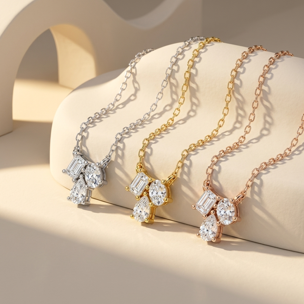 Three-Tone Three-Stone Diamond Pendant Necklace Collection In White, Yellow, And Rose Gold.
Elegant Diamond Pendant Necklaces Featuring White Gold, Yellow Gold, And Rose Gold Finishes.
Luxury Three-Stone Diamond Pendant Collection With Mixed-Cut Diamonds.
Premium Diamond Pendant Necklaces In Three Beautiful Gold Tones.
White Gold, Yellow Gold, And Rose Gold Diamond Pendant Necklaces Displayed Together.
Fine Jewelry Collection Featuring Three-Stone Diamond Pendant Necklaces.
Modern Mixed-Cut Diamond Pendant 