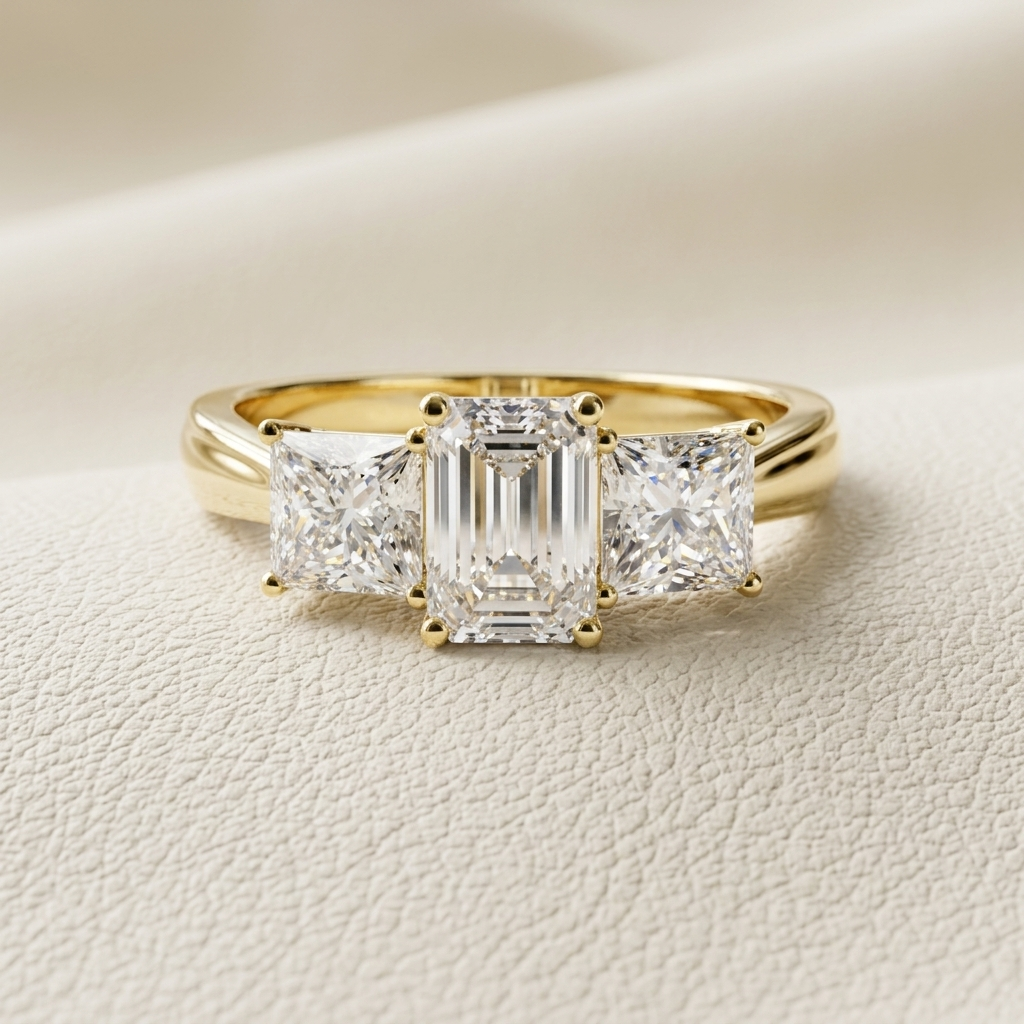 Three stone diamond ring
Emerald cut diamond ring
Gold three stone ring
Emerald diamond engagement ring
Gold diamond trilogy ring
Three diamond gold ring
Classic three stone ring
Luxury diamond gold ring
Emerald cut gold ring
Gold engagement diamond ring
