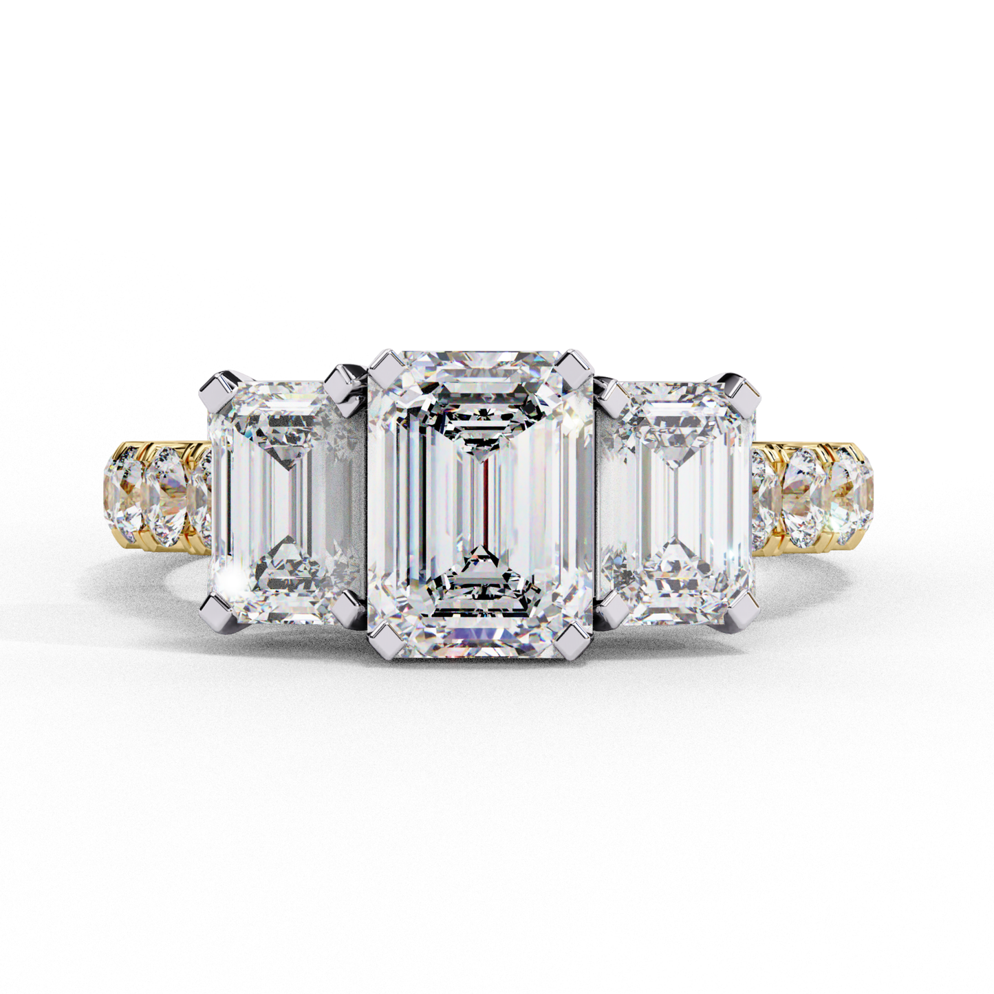 Three emerald cut diamonds set in gold band
Triple stone ring with three emerald diamonds
Elegant three stone ring with emerald cut diamonds
Gold band with three emerald cut diamonds
Three emerald diamonds set in classic design
Multi stone emerald cut diamond ring
Triple emerald cut diamonds with gold accents
Three stone ring with diamond details
Bold three diamond ring with emerald cuts
Classic three stone emerald cut diamond engagement ring