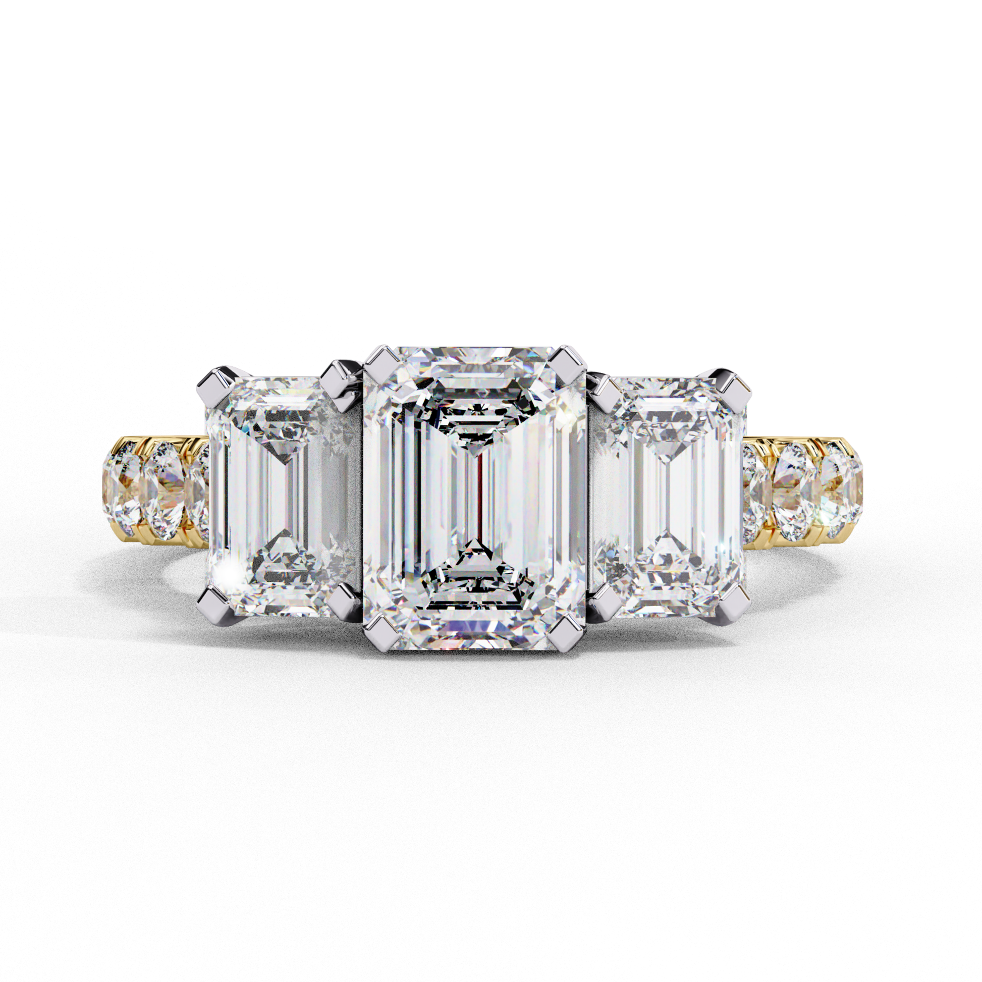 Three emerald cut diamonds set in gold band
Triple stone ring with three emerald diamonds
Elegant three stone ring with emerald cut diamonds
Gold band with three emerald cut diamonds
Three emerald diamonds set in classic design
Multi stone emerald cut diamond ring
Triple emerald cut diamonds with gold accents
Three stone ring with diamond details
Bold three diamond ring with emerald cuts
Classic three stone emerald cut diamond engagement ring