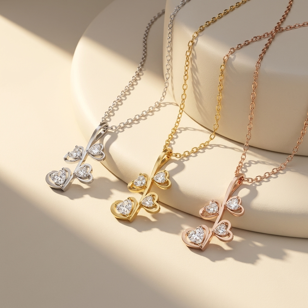 Three tone heart pendants
Heart diamond pendant set
White gold heart pendant
Yellow gold heart pendant
Rose gold heart pendant
Heart leaf pendant necklace
Diamond heart necklace set
Three metal pendant set
Gold heart pendant collection
Floral heart diamond necklace