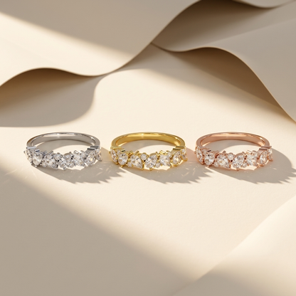 Three tone mixed cut diamond bands in white yellow and rose gold
White yellow and rose gold mixed cut diamond band collection
Luxury mixed shape diamond bands in three gold finishes
Elegant pear marquise and round diamond band collection
Fine jewelry mixed cut diamond bands displayed together
Premium diamond bands in white yellow and rose gold
Designer mixed cut diamond band collection close up
Modern multi shape diamond bands in three gold colors
Sparkling mixed cut diamond bands for everyday elegance
Time