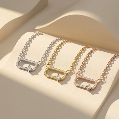 Three tone open link diamond pendant necklaces in white yellow and rose gold
White yellow and rose gold open link diamond necklace collection
Luxury pavé diamond open link pendants in three gold finishes
Elegant geometric open link pendant necklaces with cushion cut diamonds
Fine jewelry open link diamond pendant collection
Premium open link diamond necklaces in white yellow and rose gold
Designer rectangular link diamond pendant collection for women
Modern geometric diamond pendant necklaces in three gold 