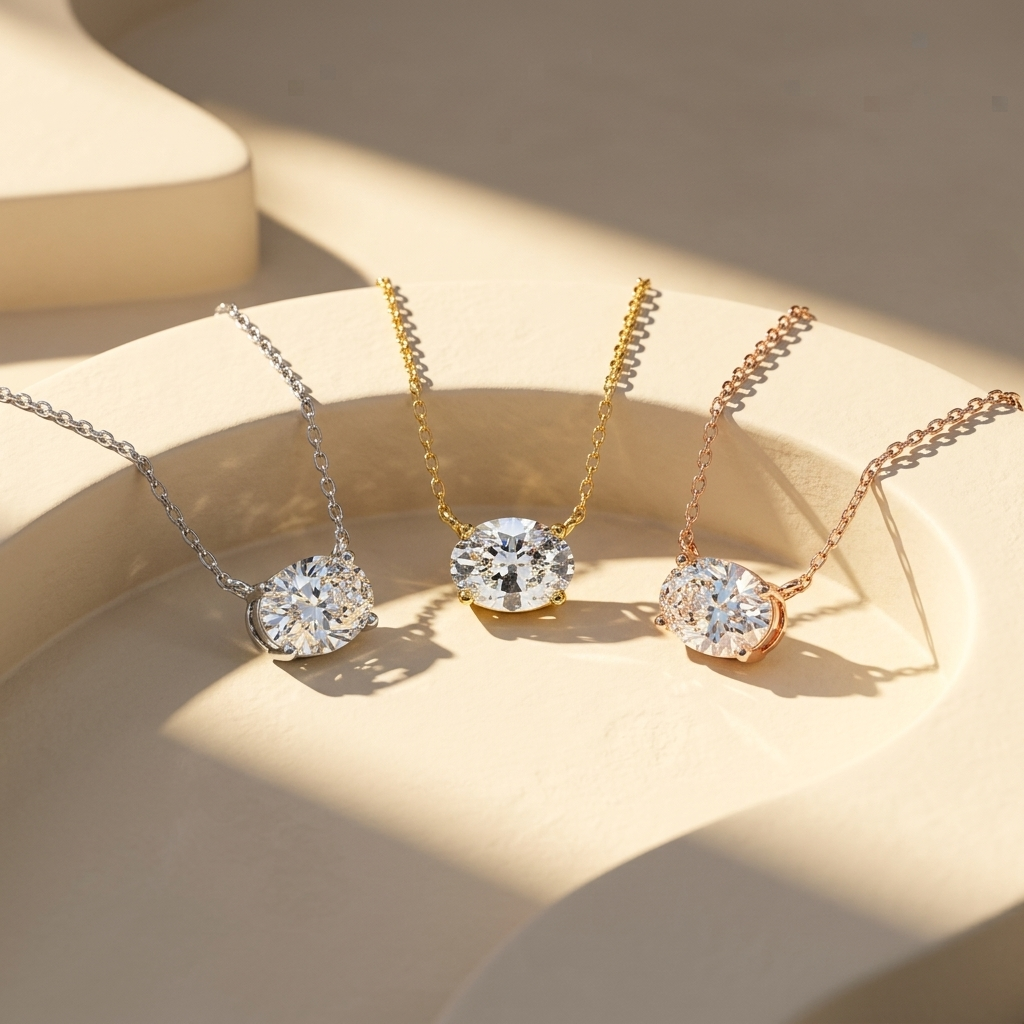 Three tone oval diamond solitaire pendant necklaces in white yellow and rose gold
White yellow and rose gold oval diamond pendant collection
Luxury oval diamond solitaire pendants in three gold finishes
Elegant oval cut diamond necklaces with four prong settings
Fine jewelry oval diamond pendant collection
Premium oval solitaire necklaces in white yellow and rose gold
Designer oval diamond pendant collection for women
Modern oval solitaire necklaces in three gold colors
Sparkling oval diamond pendant collec