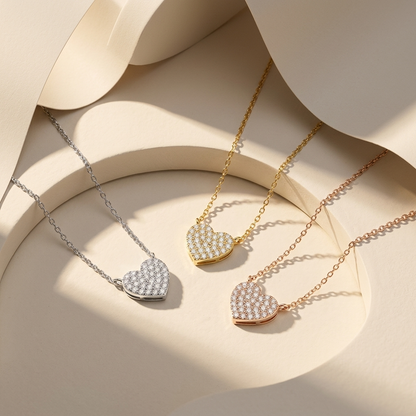 Three tone pavé diamond heart pendant necklaces in white yellow and rose gold
White yellow and rose gold diamond heart pendant collection
Luxury pavé diamond heart necklaces in three gold finishes
Elegant heart shaped diamond pendant necklaces with delicate chains
Fine jewelry pavé diamond heart pendant collection
Premium diamond heart necklaces in white yellow and rose gold
Designer pavé heart pendant necklace collection for women
Modern diamond heart pendant necklaces in three gold colors
Sparkling pavé d