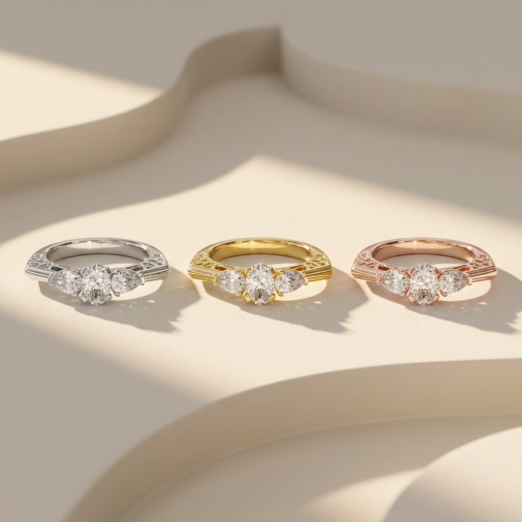 Three tone pear rings
Pear three stone rings
White gold pear ring
Yellow gold pear ring
Rose gold pear ring
Pear diamond ring set
Three stone engagement rings
Trio of pear rings
Luxury pear diamond rings
Gold pear diamond rings