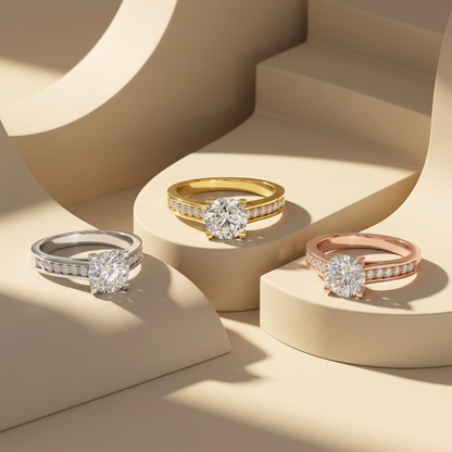 Three tone diamond rings
Pavé engagement ring set
White gold diamond ring
Yellow gold diamond ring
Rose gold diamond ring
Round solitaire rings
Diamond ring collection
Luxury engagement rings
Gold pavé diamond rings
Trio of solitaire rings