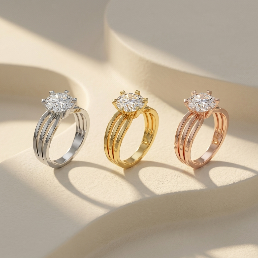Three tone diamond rings
Round solitaire engagement rings
Gold diamond solitaire rings
White gold diamond ring
Yellow gold solitaire ring
Rose gold diamond ring
Three metal engagement rings
Diamond rings collection
Classic solitaire ring set
Trio of diamond rings
