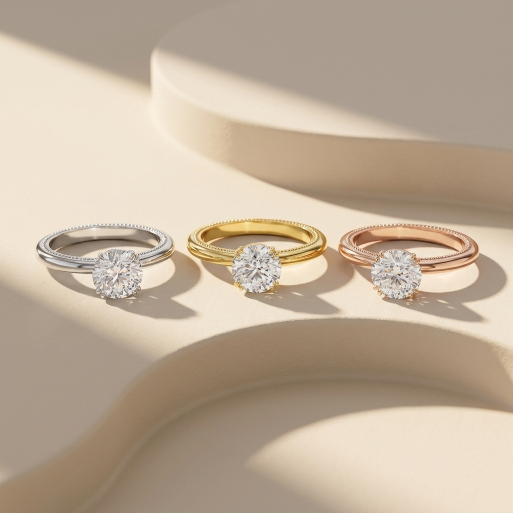 Three tone solitaire rings
Round diamond ring set
White gold milgrain ring
Yellow gold milgrain ring
Rose gold milgrain ring
Milgrain engagement rings
Round solitaire rings
Trio of diamond rings
Luxury diamond ring set
Three metal solitaire rings