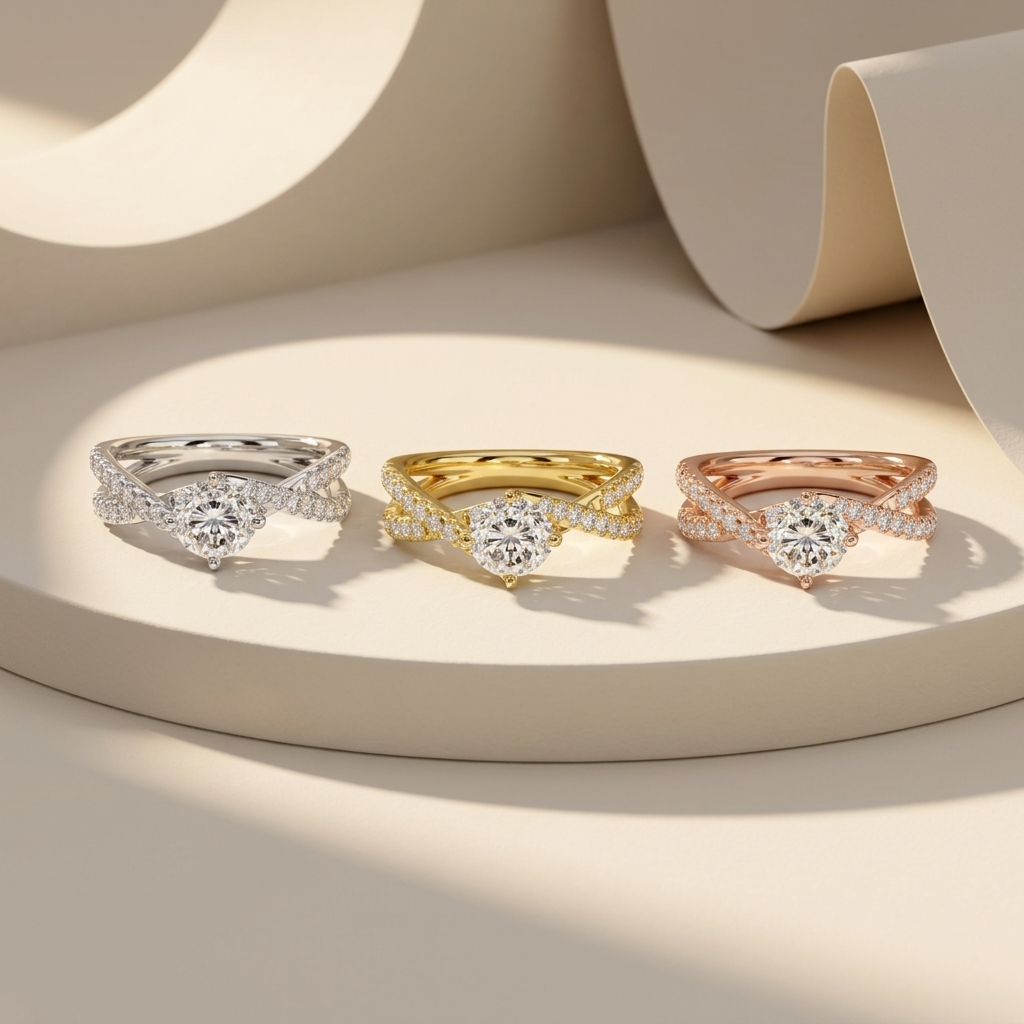 Three twisted diamond rings set
Gold silver rose gold twist rings
Luxury twisted diamond rings collection
Elegant crossover diamond rings
Premium twist band rings display
Modern twisted diamond rings style
Fine jewelry twist rings showcase
Classic twisted band rings lineup
Beautiful multi color twist rings
Stylish twisted diamond rings set