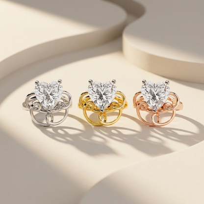 Heart solitaire infinity scroll diamond rings in white yellow and rose gold
Tricolor heart shaped solitaire diamond ring collection
Luxury infinity scroll heart diamond rings in three elegant gold finishes
Fine jewelry tricolor heart solitaire statement ring showcase
Premium white yellow and rose gold heart diamond ring collection
Contemporary infinity scroll rings featuring heart shaped solitaire diamonds
Designer tricolor heart solitaire fashion ring trio
Elegant heart cut diamond rings with artistic scro