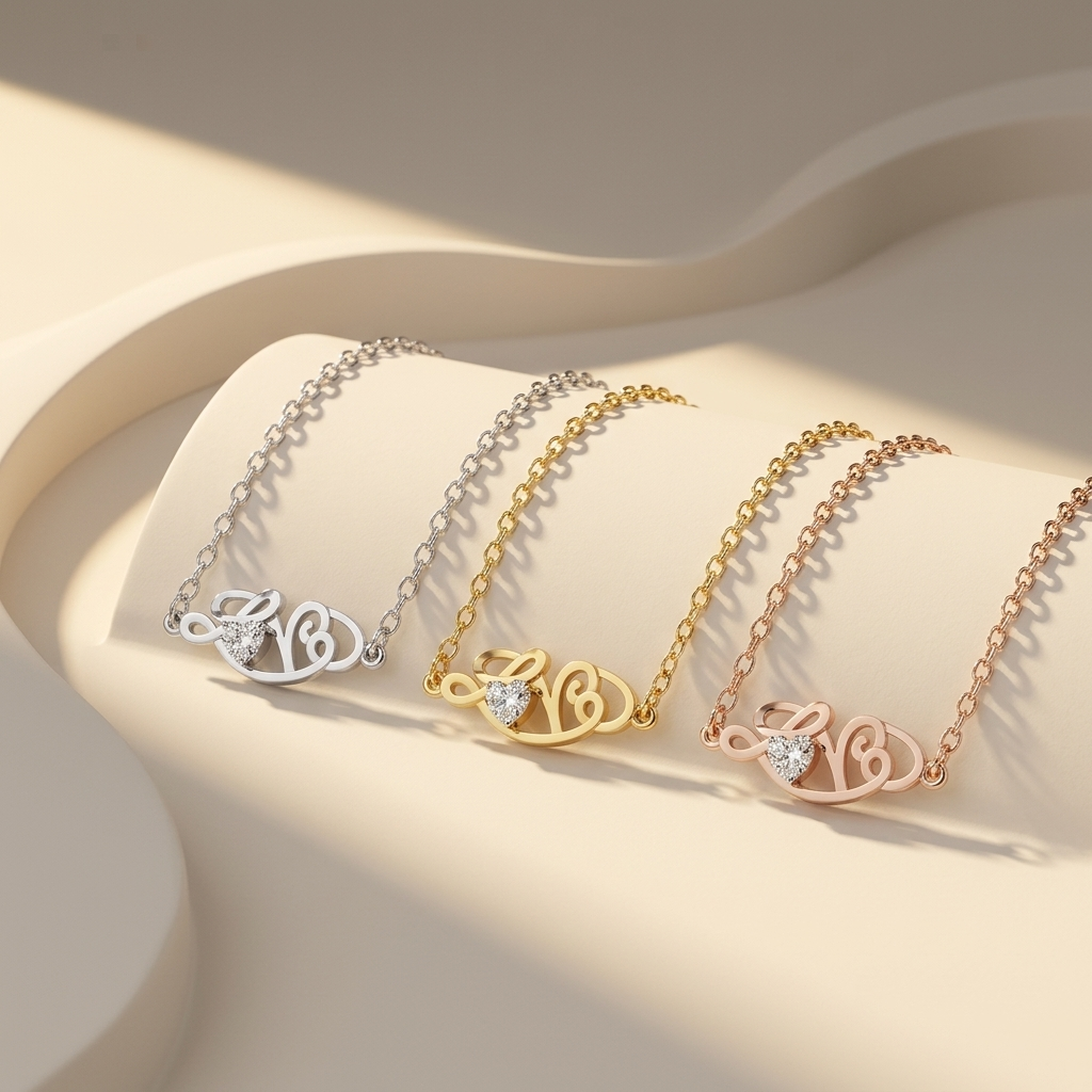 Love initial heart diamond name necklaces in white yellow and rose gold
Tricolor personalized initial necklace collection with heart diamonds
Luxury love script name necklaces in three gold finishes
Fine jewelry tricolor initial heart diamond necklace showcase
Premium white yellow and rose gold personalized name pendants
Contemporary love initial necklaces with heart shaped solitaire diamonds
Designer tricolor script initial pendant necklace collection
Elegant personalized heart diamond name necklaces on ma