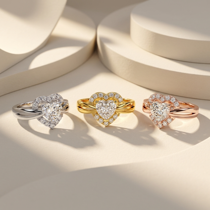 Split shank heart halo diamond rings in white yellow and rose gold
Tricolor heart halo diamond engagement ring collection
Luxury heart shaped halo diamond rings in three gold finishes
Fine jewelry tricolor split shank heart diamond ring showcase
Premium white yellow and rose gold heart halo engagement ring collection
Contemporary split shank heart cut diamond rings with pavé halo
Designer tricolor heart halo diamond ring trio
Elegant heart shaped halo engagement rings with split shank bands
Stylish tricolor