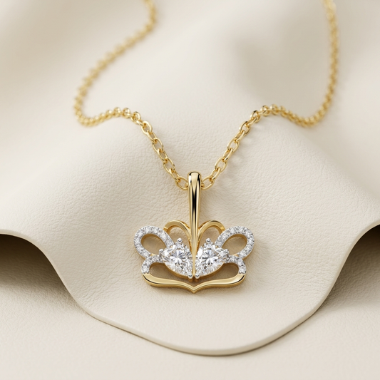 Twin heart diamond pendant
Swan inspired heart necklace
Gold diamond heart pendant
Double heart pendant necklace
Elegant swan pendant
Diamond heart charm
Gold heart jewelry
Romantic heart necklace
Sparkling diamond pendant
Luxury heart swan necklace