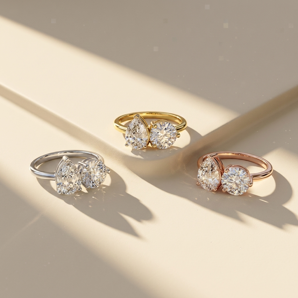 Two stone pear and round diamond ring collection
Pear and round diamond rings in yellow white and rose gold
Three metal options for two stone diamond rings
Pear and round diamond ring available in three gold colors
Yellow white and rose gold two stone diamond rings
Luxury two stone pear and round diamond ring collection
Fine jewelry pear and round diamond rings in multiple metals
Toi et Moi diamond ring collection in three finishes
Premium pear and round diamond rings in gold options
Contemporary two stone 