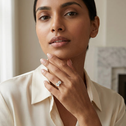 Model wearing two stone pear and round diamond ring
Pear and round diamond ring on model hand
Luxury two stone diamond ring lifestyle image
Elegant pear and round diamond ring with gold band
Fine jewelry two stone diamond ring on female model
Contemporary pear and round diamond ring styling
Close up of two stone diamond ring on hand
Premium pear and round cut diamond ring
Hand wearing elegant two stone diamond ring
Modern pear and round diamond ring lifestyle portrait